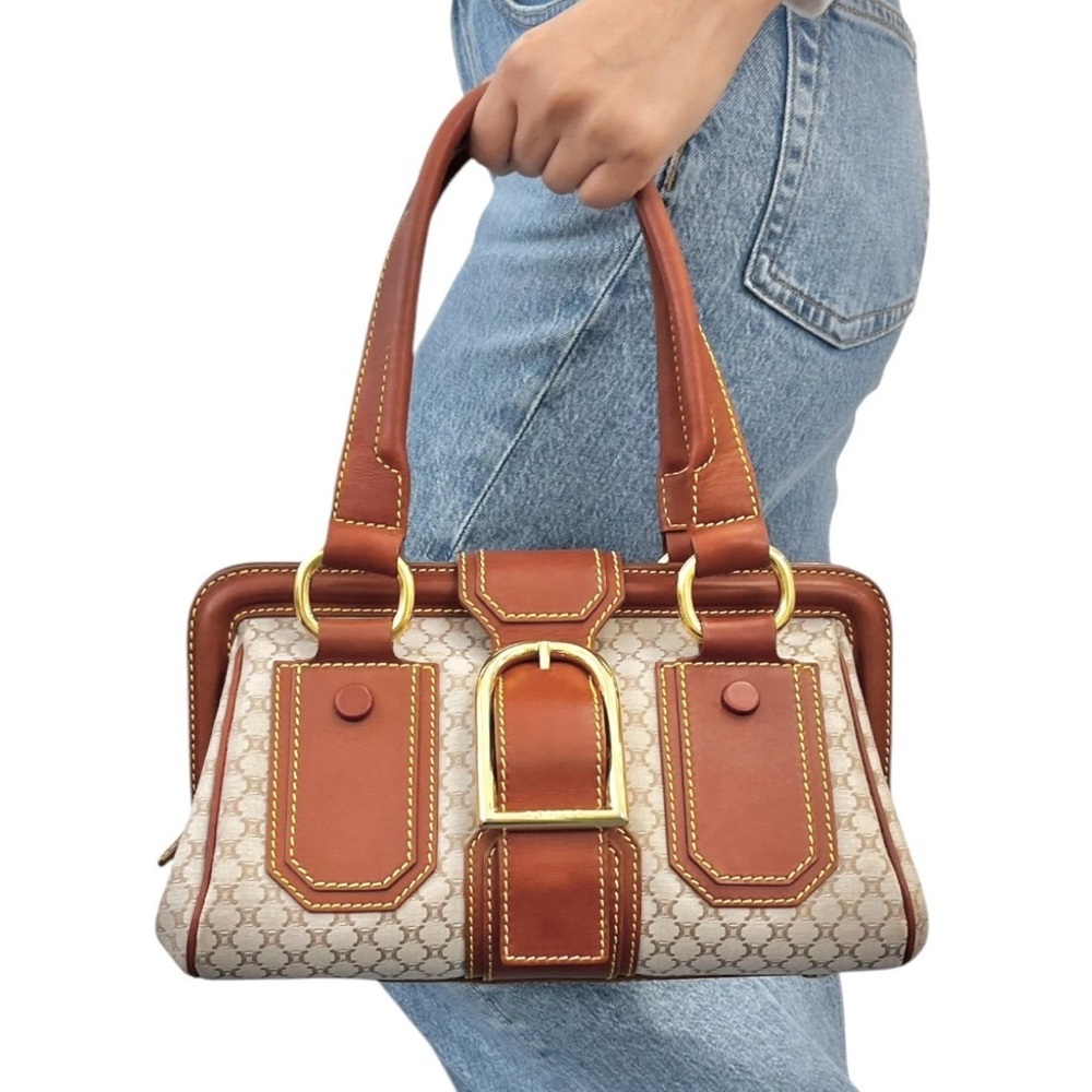 CELINE Vintage Macadam Canvas & Leather Satchel Doctor Bag, Stunning Condition - Picture 3 of 14